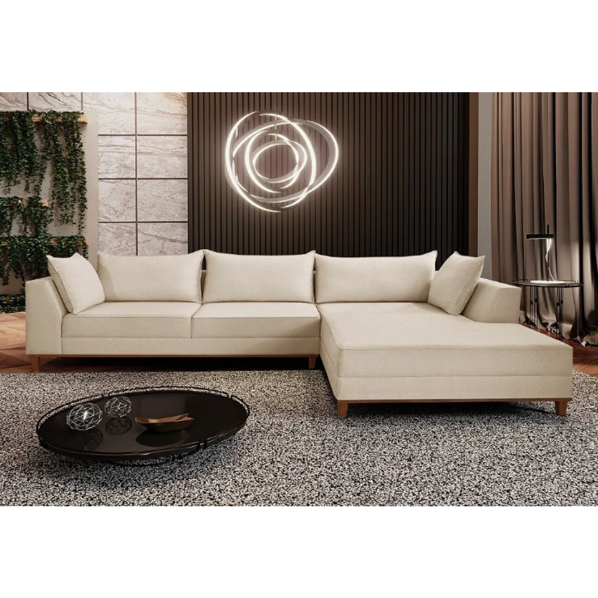 Sof Fixo 3 lugares com Chaise Fixa 3 00m