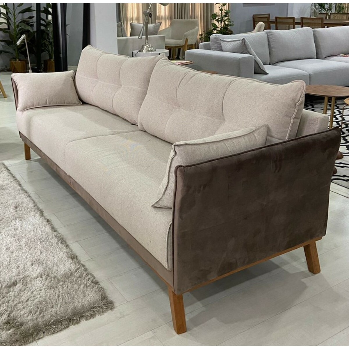 Sofá Fixo Três Lugares linho