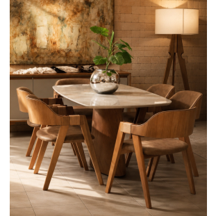 Sala de Jantar com Mesa de 1.80x90 e Seis Cadeiras MLXCAD0009EMLXMJA0012