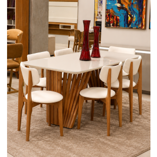 Sala de Jantar com Mesa de 1.80x90 e Seis Cadeiras MLXCAD0010EMLXMJA0011