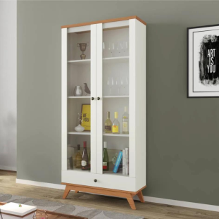 Estante com gavetas e porta de vidro MDCEST0085