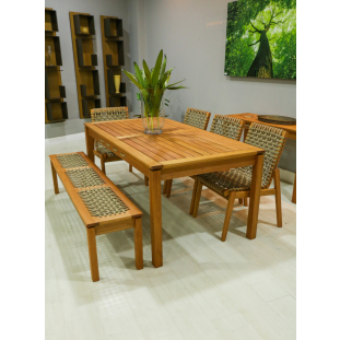 Sala de Jantar com mesa  1,80 quatro cadeiras e banco M99MJA0413EM99BNC0029EM99CAD0347