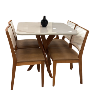 Sala de Jantar com Mesa de 95x95 e Quatro Cadeiras M99CAD0463EM99MJA0501
