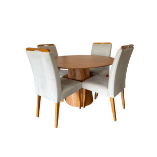 CONJUNTO COM 4 CADEIRAS ESTOFADAS 1,20 DIAM MLXCAD0001EMBMMJA0012