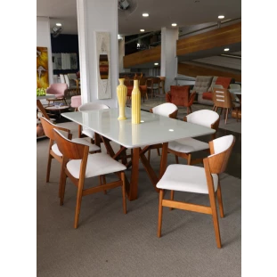 Sala de Jantar com Mesa 1,80 e seis Cadeiras Completa M99CAD0343EM99MJA0407