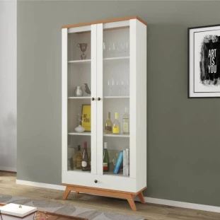 Estante com gavetas e porta de vidro MDCEST0085