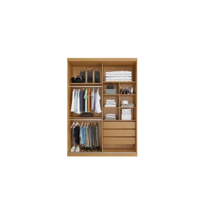 Guarda Roupa Casal com Espelho 2 Portas de Correr 3 Gavetas  nature/off white MBIA2P0047