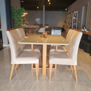Sala de Jantar com Mesa de 1.20x90 e Quatro Cadeiras MLXCAD0001EMLXMJA0001