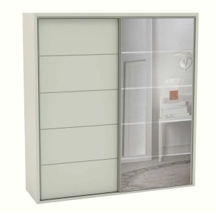  Armario  c/ 2 Portas Correr  Off White / Espelho 2,23m MDCARM0016