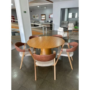 Sala de Jantar com Mesa 1,30 diam e 5 Cadeiras Completa M99MJA0409EMTCAD0001