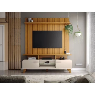 RACK BANCADA E PAINEL 1.6 OFF WHITE E CINAMOMO - MHMPBO0060EMHMBCA0029 !!!PROMOÇÃO DE ANIVERSÁRIO!!!