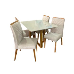 Sala de Jantar com Mesa de 1.20x90 e Quatro Cadeiras MLXCAD0001EMLXMJA0001