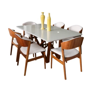 Sala de Jantar com Mesa 1,80 e seis Cadeiras Completa M99CAD0343EM99MJA0407
