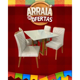 Sala de Jantar com Mesa de 1,20 e Quatro Cadeiras MLXCAD0001EMLXMJA0001