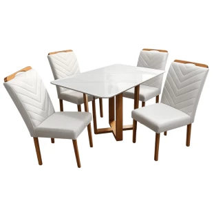 Sala de Jantar com Mesa de 1.20x90 e Quatro Cadeiras MLXCAD0007EMLXMJA0008
